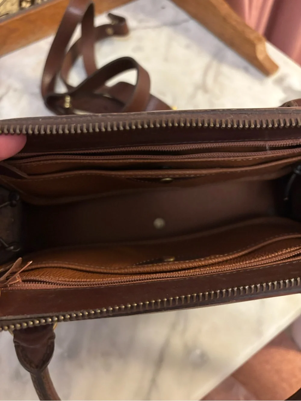 Vintage Dooney and Bourke Brown Leather Satchel Handbag